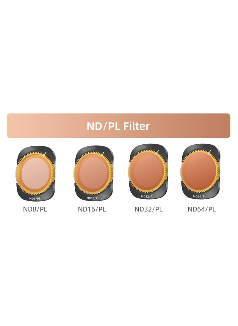 Magnetic ND/CPL Filter Set Compatible with DJI OSMO Pocket 3 - 4 Pack Adjustable Filter Set (ND8/PL+ND16/PL+ND32/PL+ND64/PL)