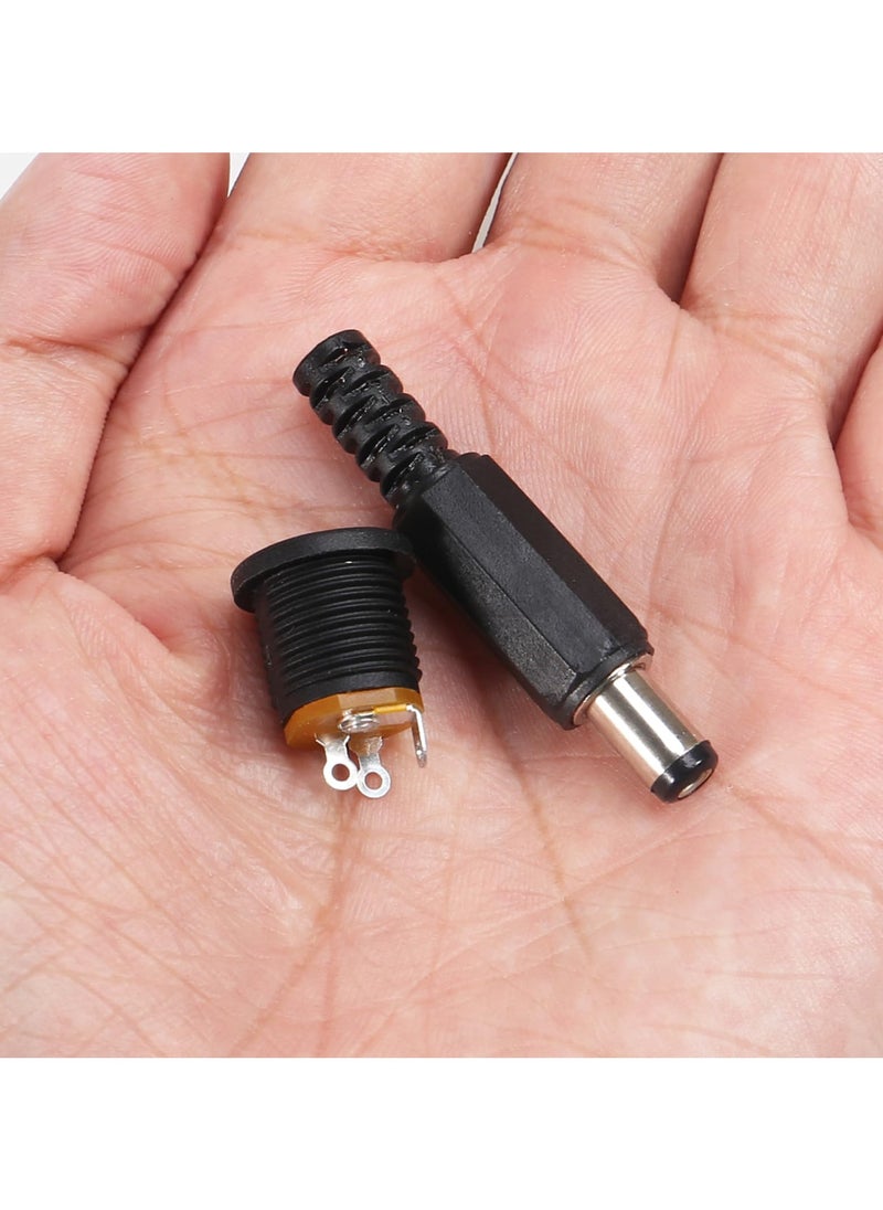 5Pcs 5.5mm x 2.1mm DC Male Power Plug Solder Power Jack Adapter Connector with 5Pcs DC Power Jack 5.5mm x 2.1mm 3 Pin Female DC Barrel Jack Panel Mount Connector