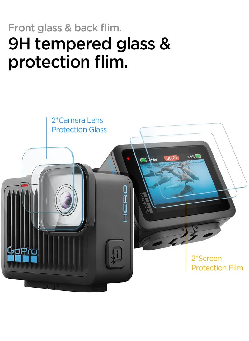 GLAStR Slim for GoPro Hero 4K Screen Protector [2 PACK] Premium Tempered Glass [2 Front Screen Protector + 2 Camera Lens Protectors]