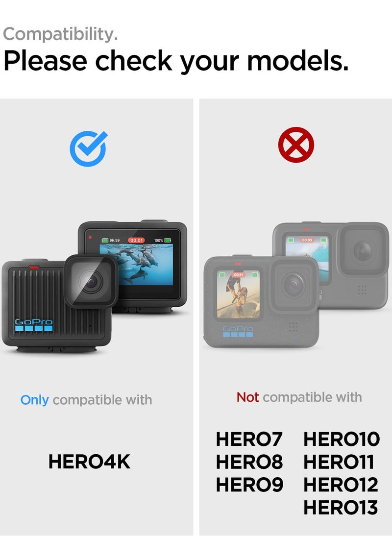 GLAStR Slim for GoPro Hero 4K Screen Protector [2 PACK] Premium Tempered Glass [2 Front Screen Protector + 2 Camera Lens Protectors]