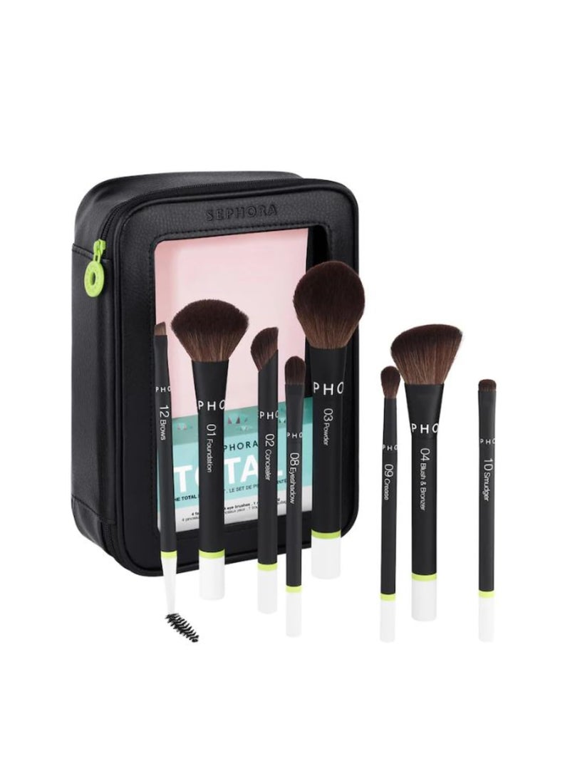 Sephora Favorites Total Set The Total Brush Set - 4 Face Brushes - 4 Eye Brushes - 1 Makeup Bag