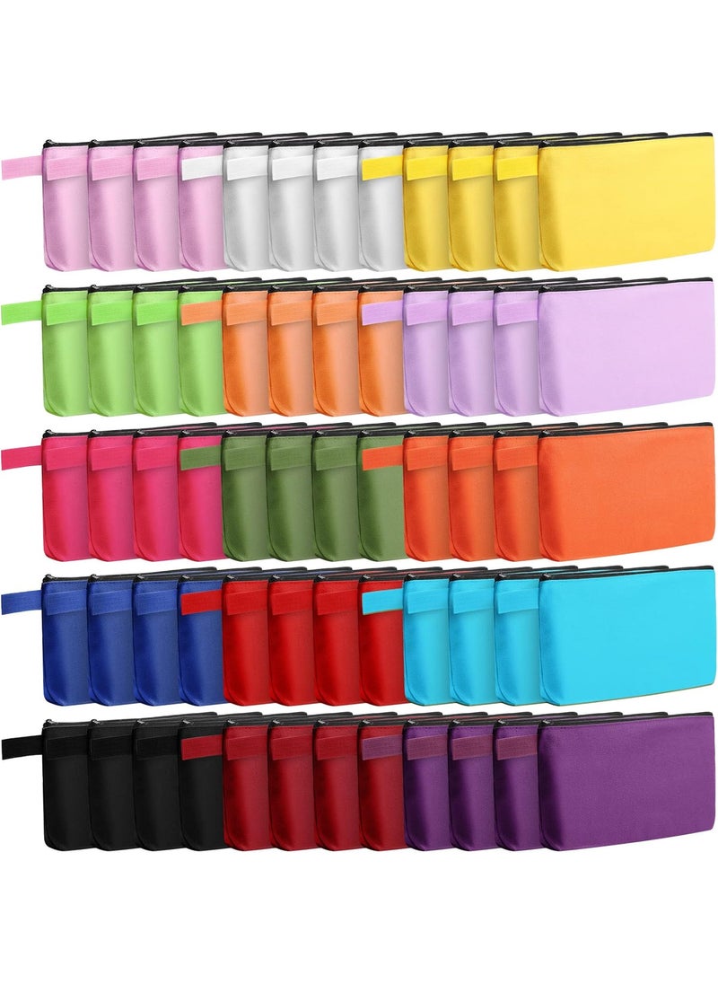 Reginary 60 Pieces Canvas Makeup Bags Bulk Cute Travel Cosmetic Pouch Multipurpose Blank Small Toiletry Bag DIY with Zipper for Travel Women Teens, 15 Colors(9.8 x 5 x 2 Inch)