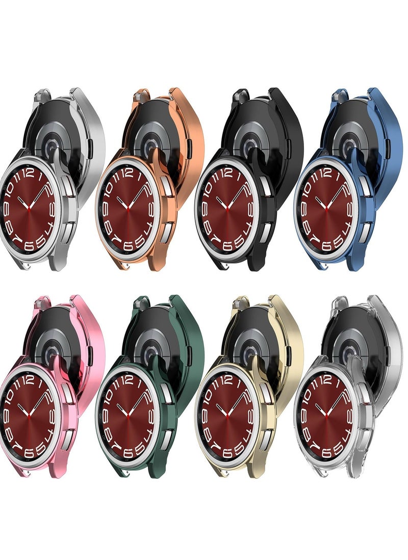 for Galaxy Watch 6 Classic Screen Protector Case 47mm Accessories, Soft TPU Bumper Cover Case Replacement for Galaxy Watch6 Classic Smart Watch (47MM, 8Colors)
