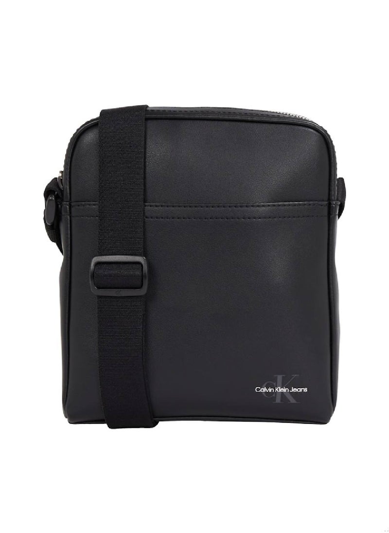 Men's Reporter Bag - Faux Leather, Black