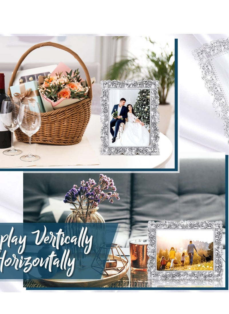 Enhance Your Cherished Moments with a Set of 2 Rhinestone Crystal Picture Frames - Ideal for Weddings, Birthdays, and Special Occasions