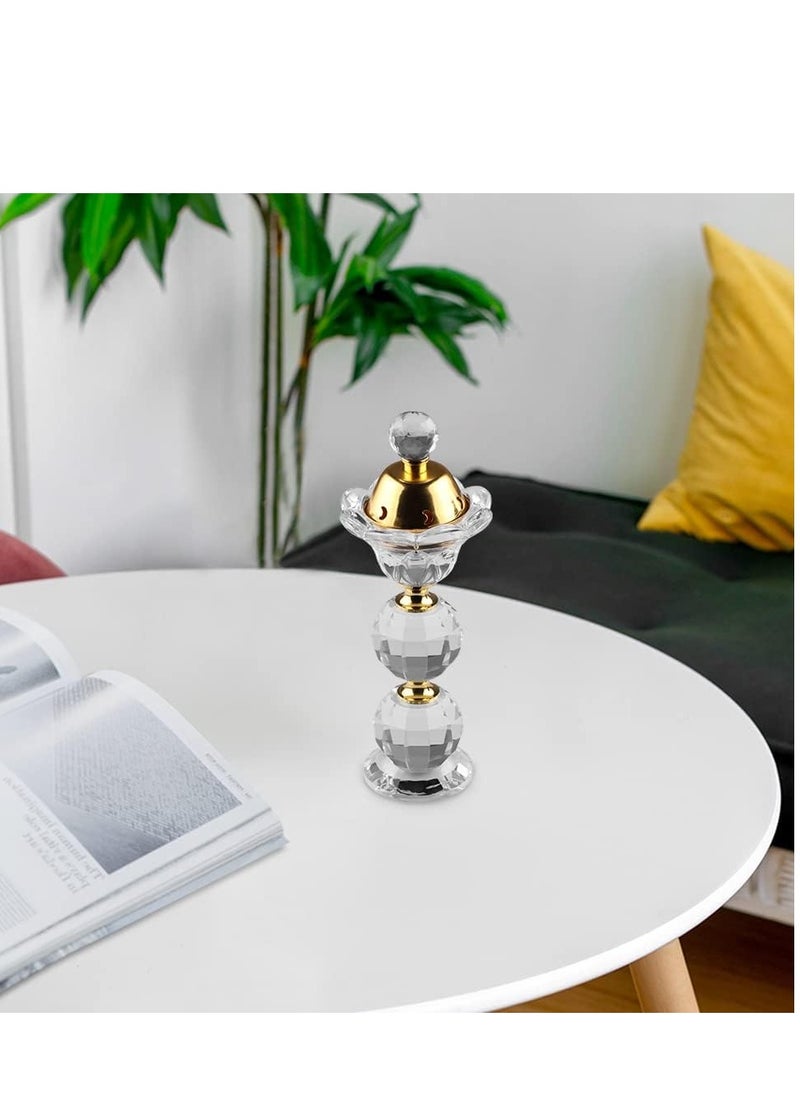 Crystal Incense Burner Bakhoor Burner Arabian Diffuser Frankincense Resin Burner Home Deco Aromatherapy Ornament for Yoga Meditation Spa Office Home Decor