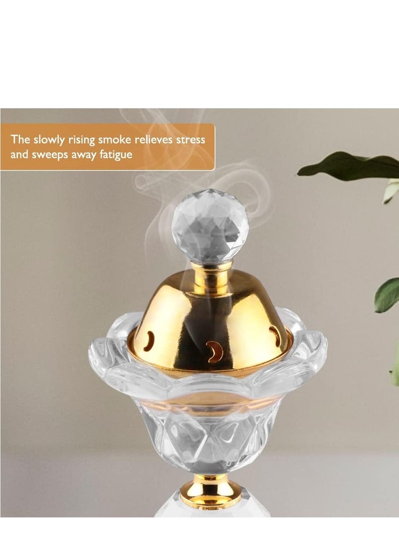 Crystal Incense Burner Bakhoor Burner Arabian Diffuser Frankincense Resin Burner Home Deco Aromatherapy Ornament for Yoga Meditation Spa Office Home Decor