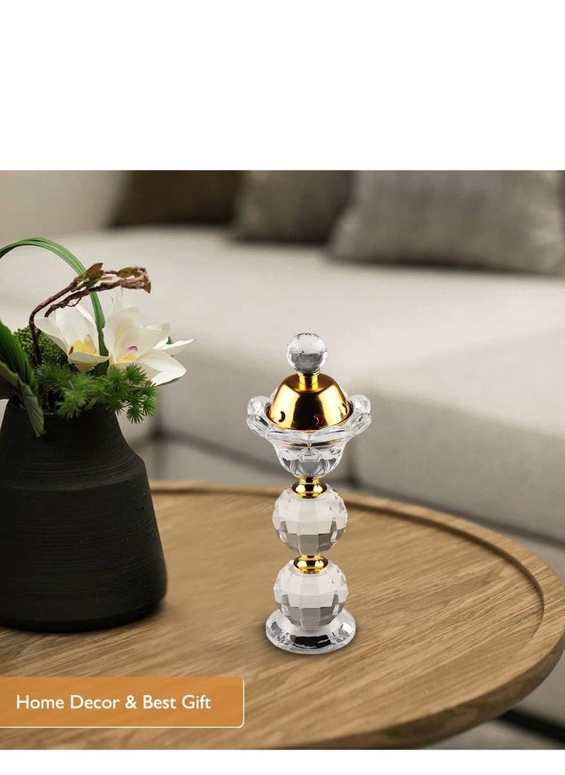 Crystal Incense Burner Bakhoor Burner Arabian Diffuser Frankincense Resin Burner Home Deco Aromatherapy Ornament for Yoga Meditation Spa Office Home Decor
