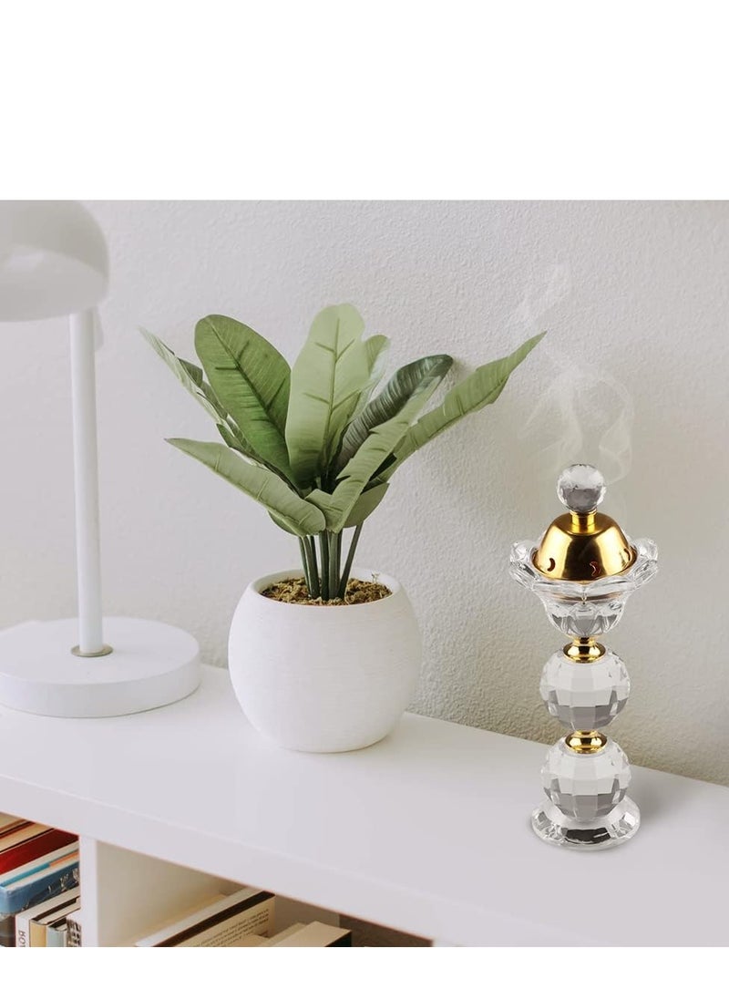 Crystal Incense Burner Bakhoor Burner Arabian Diffuser Frankincense Resin Burner Home Deco Aromatherapy Ornament for Yoga Meditation Spa Office Home Decor