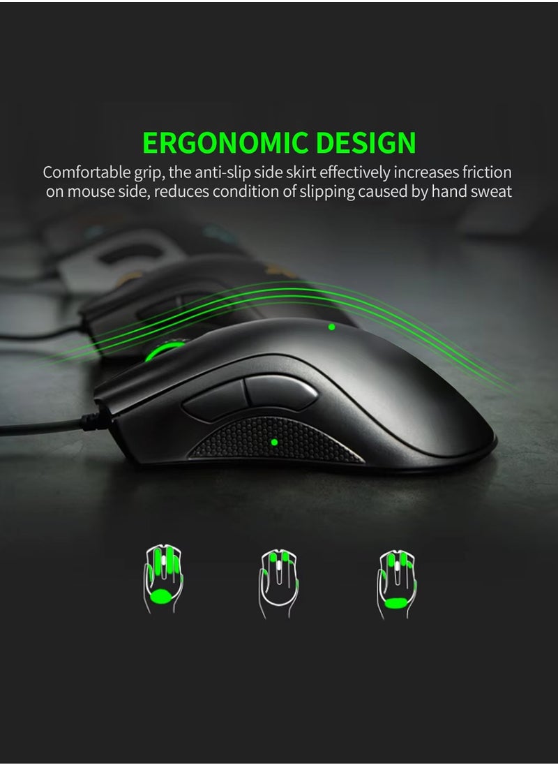 2Packs High-Performance Gaming Mouse – Precision Optical Sensor, Ergonomic Design, and Customizable Buttons - Black Color