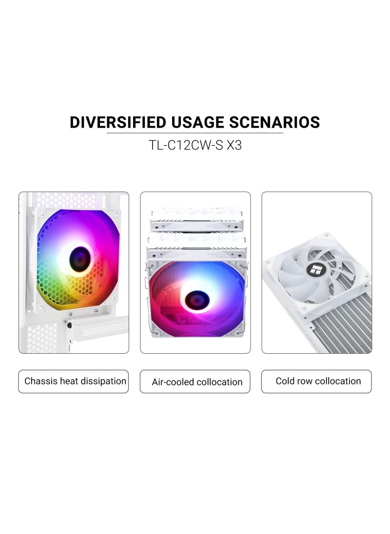 White ARGB CPU Fan for Computer Case or CPU, 120mm Silent Computer Cooling Fan 4pin PWM Computer Cooling Fan with S-FDB Bearing Included, up to 1500RPM Cooling Fan for Case  CPU Cooler