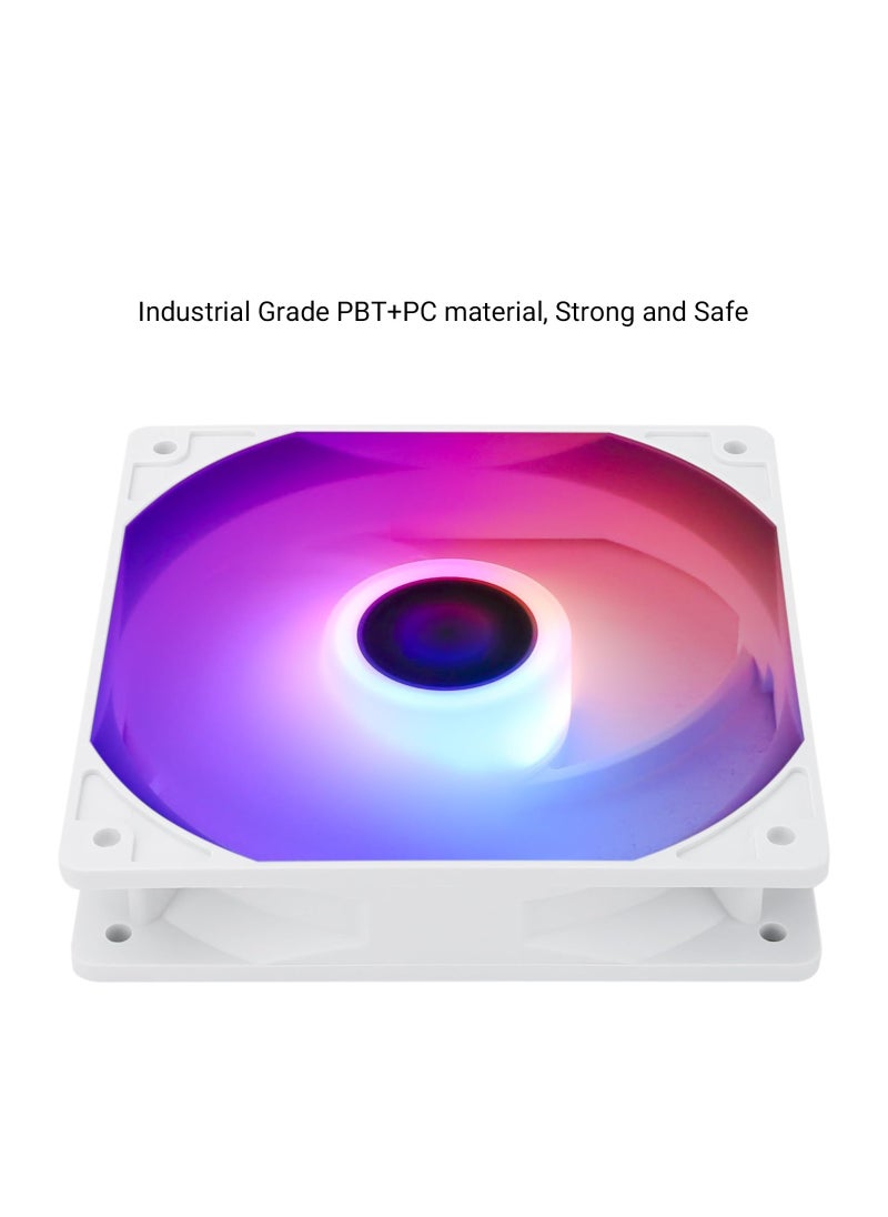 White ARGB CPU Fan for Computer Case or CPU, 120mm Silent Computer Cooling Fan 4pin PWM Computer Cooling Fan with S-FDB Bearing Included, up to 1500RPM Cooling Fan for Case  CPU Cooler