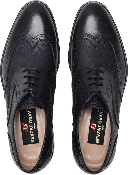 Black Classic Laced Leather Men's Shoes -11708-