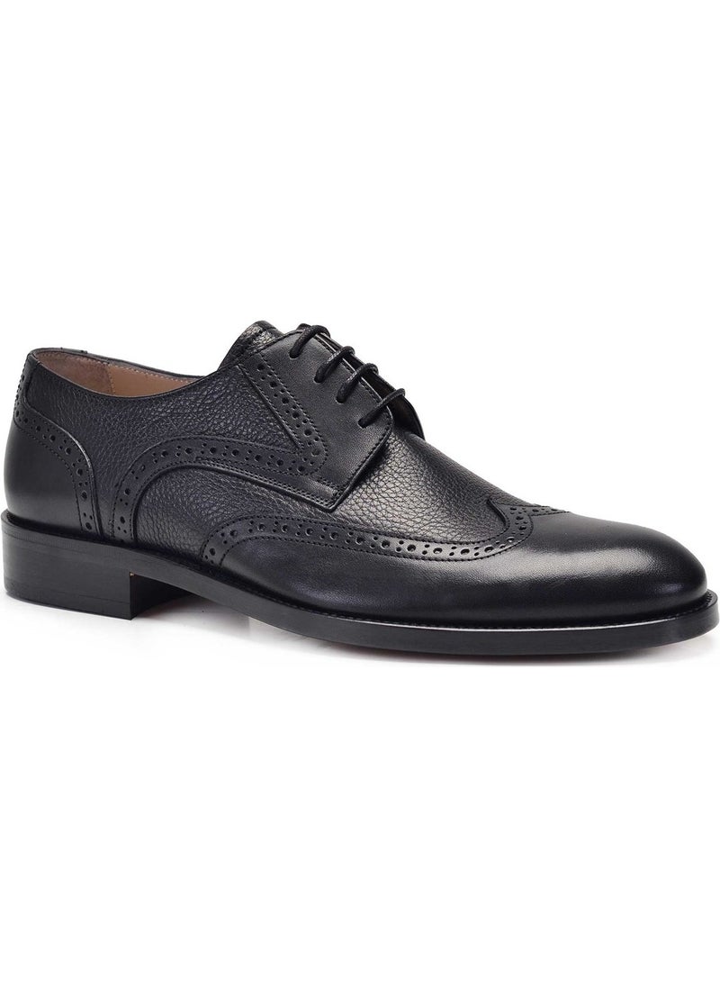 Black Classic Laced Leather Men's Shoes -11708-