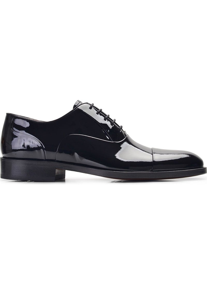 Black Classic Laced Oxford Patent Leather Shoes -6119-
