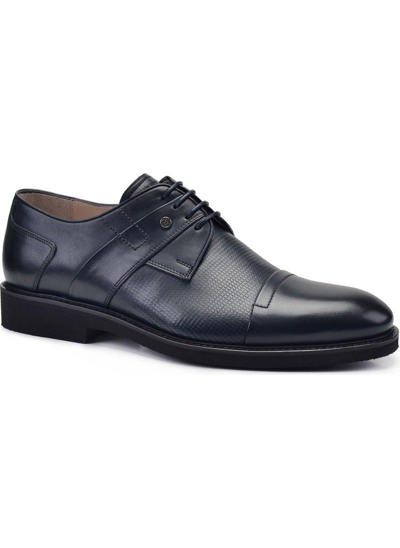 Navy Blue Casual Lace-Up Men's Shoes -12646-