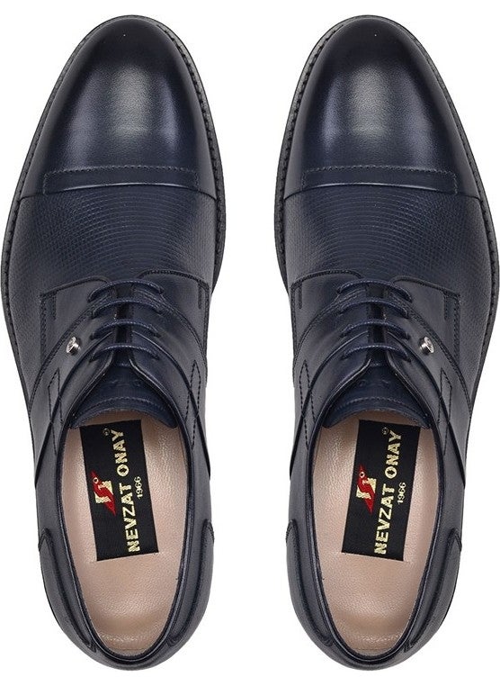 Navy Blue Casual Lace-Up Men's Shoes -12646-