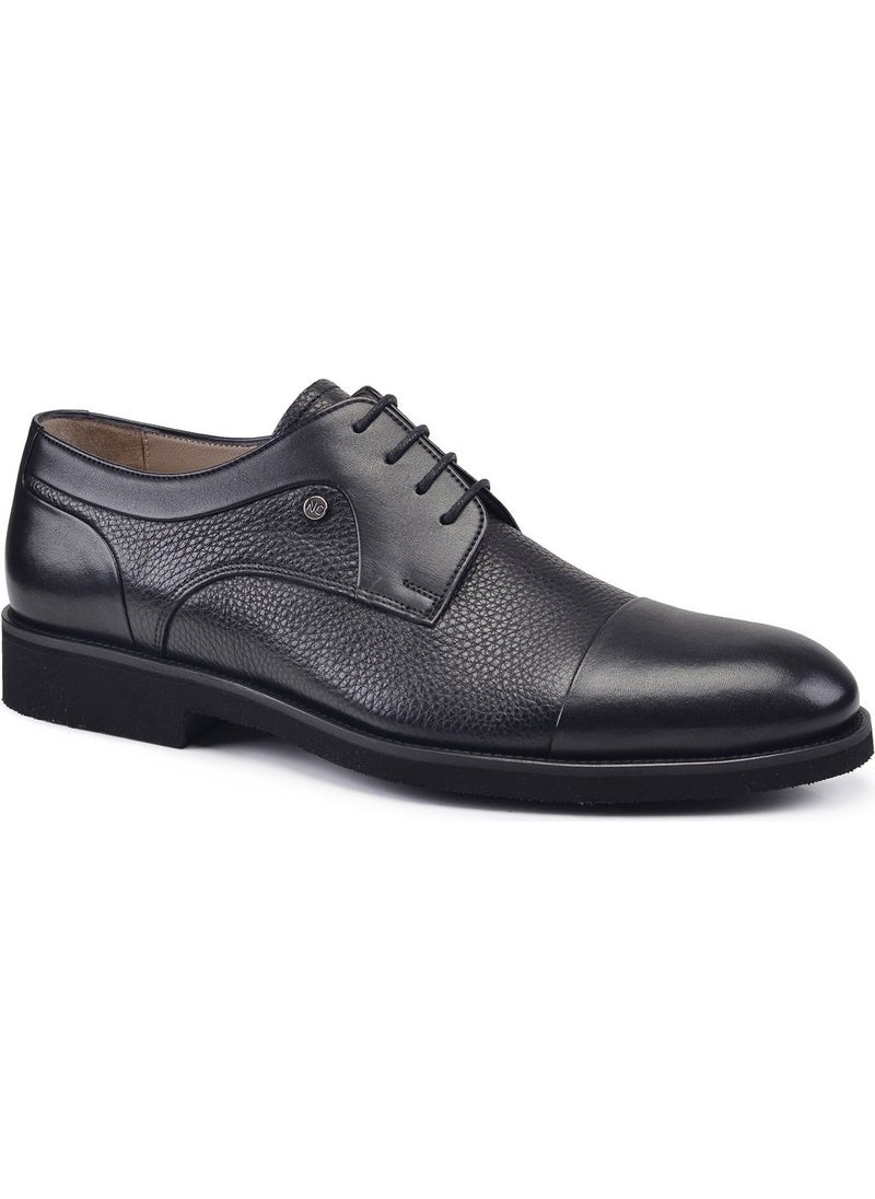 Leather Black Casual Lace-Up Men's Shoes -8353-