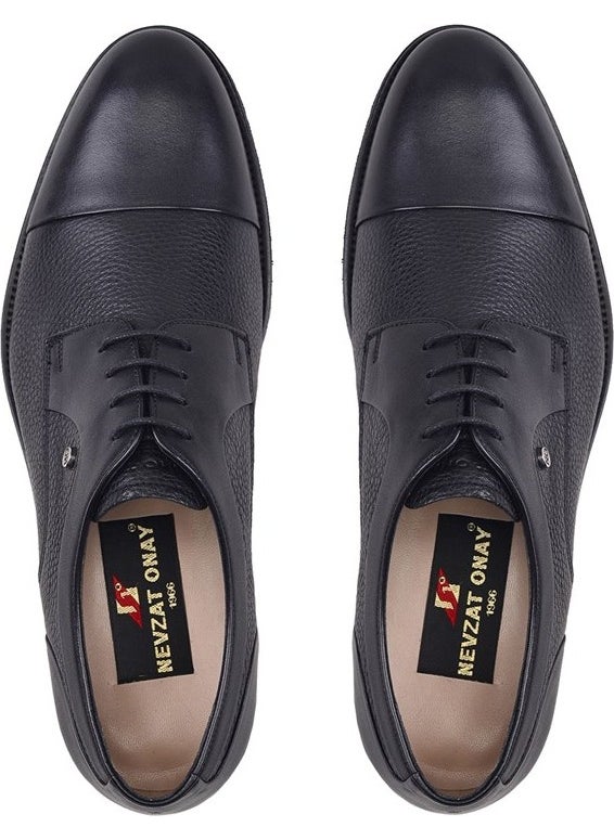Leather Black Casual Lace-Up Men's Shoes -8353-