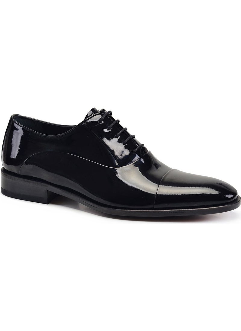 Black Patent Leather Classic Laced Leather Men's Shoes -02701-