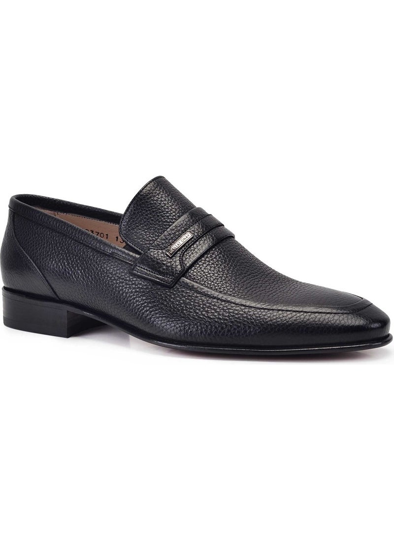 Black Floater Leather Leather Men's Shoes -6992-