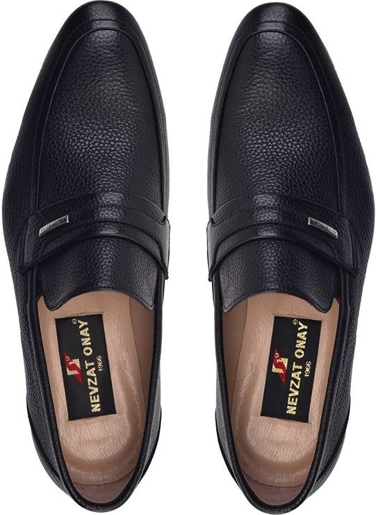 Black Floater Leather Leather Men's Shoes -6992-