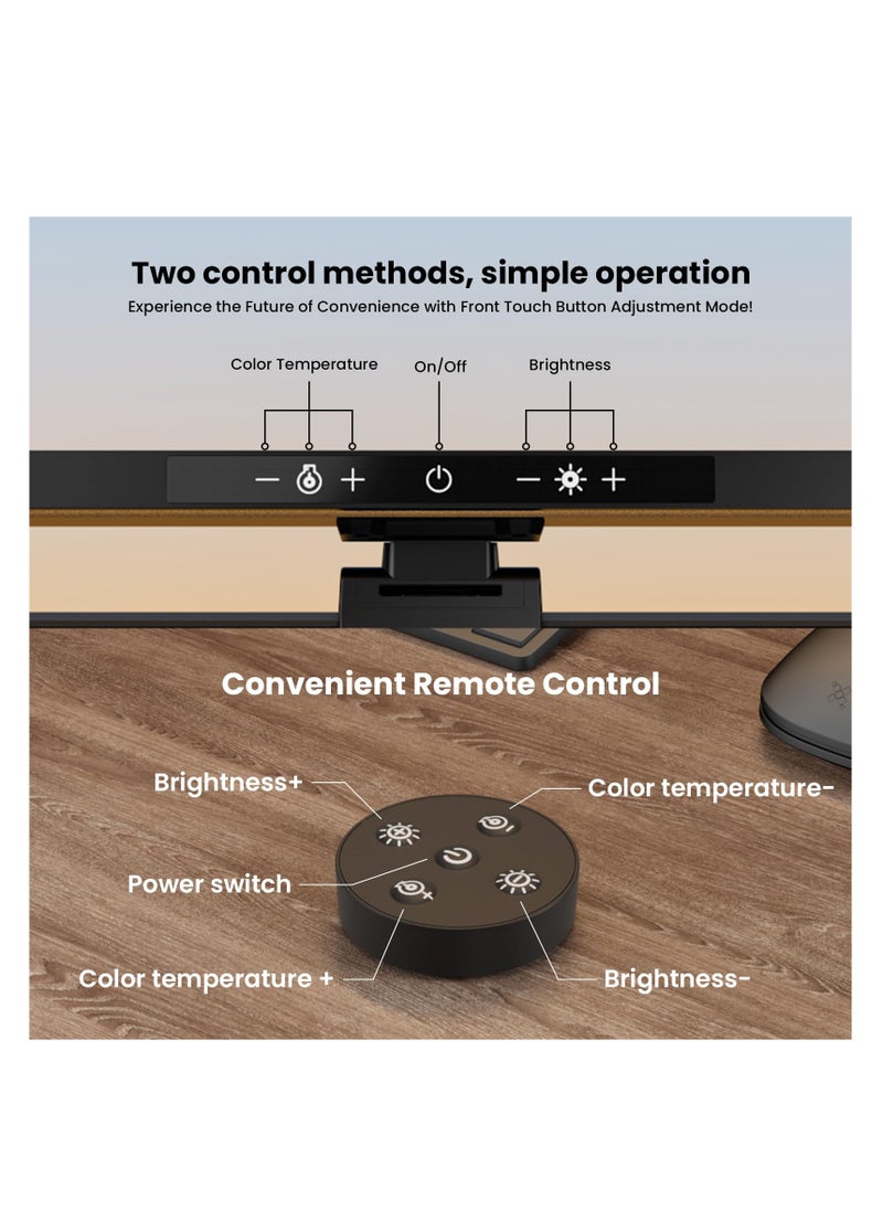 Remote-Controlled USB Monitor Light Bar, Eye-Care Desk Lamp with Stepless Dimming and Adjustable Color Temperature, No Screen Glare for Home Office and Gaming.