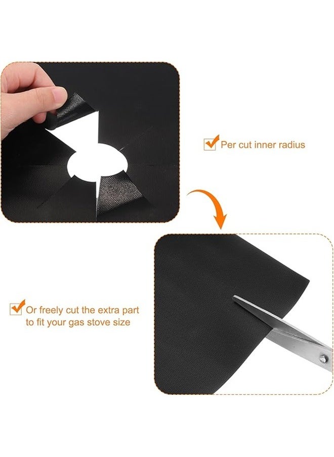 4-Piece Gas Stove Burner Cover Black 27 x 27cm,Gas Range Protectors Reusable Non-Stick Gas Stove Burner Cover Kitchen Washable Stove Liner for Keeps Stovetop Clean, Black