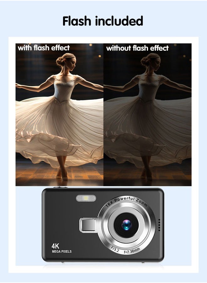 Kids Digital Camera, 32GB TF Card &1080P, Shockproof Mini Camera, Point and Shoot Camera for kids Boys Girls with 16X Zoom, Black