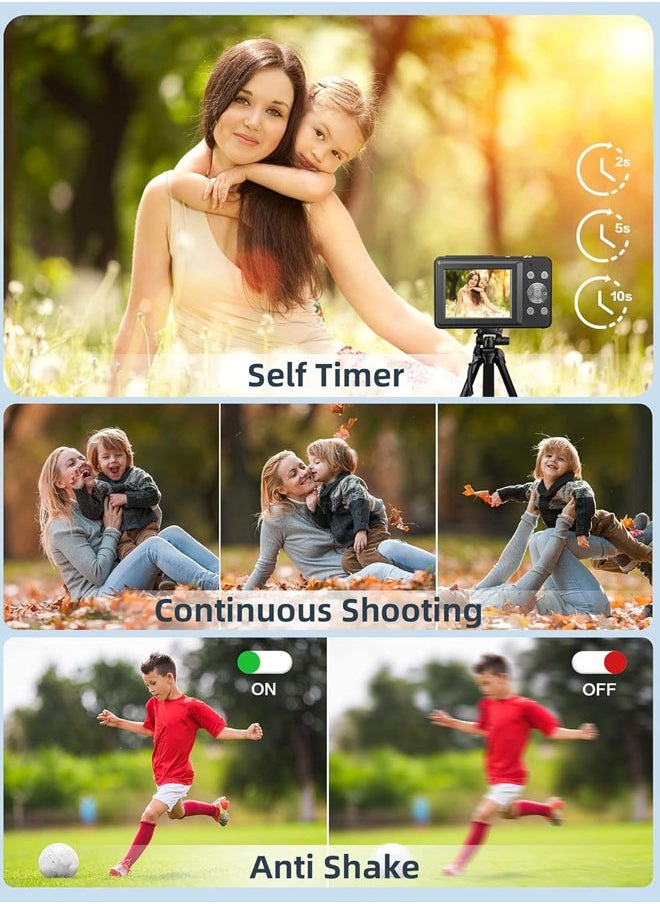 Kids Digital Camera, 32GB TF Card &1080P, Shockproof Mini Camera, Point and Shoot Camera for kids Boys Girls with 16X Zoom, Black