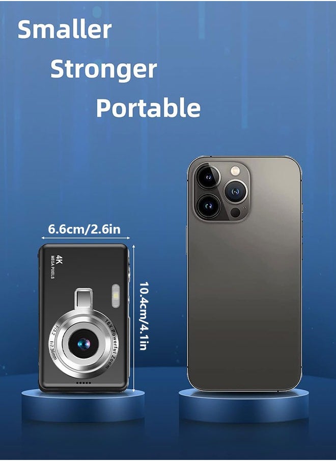 Kids Digital Camera, 32GB TF Card &1080P, Shockproof Mini Camera, Point and Shoot Camera for kids Boys Girls with 16X Zoom, Black