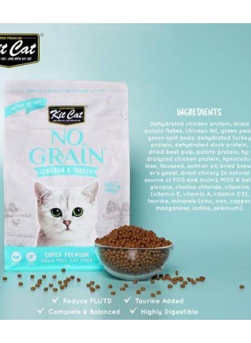 Kit Cat No Grain With Chicken and Turkey Dry Cat Food ( 10kg)