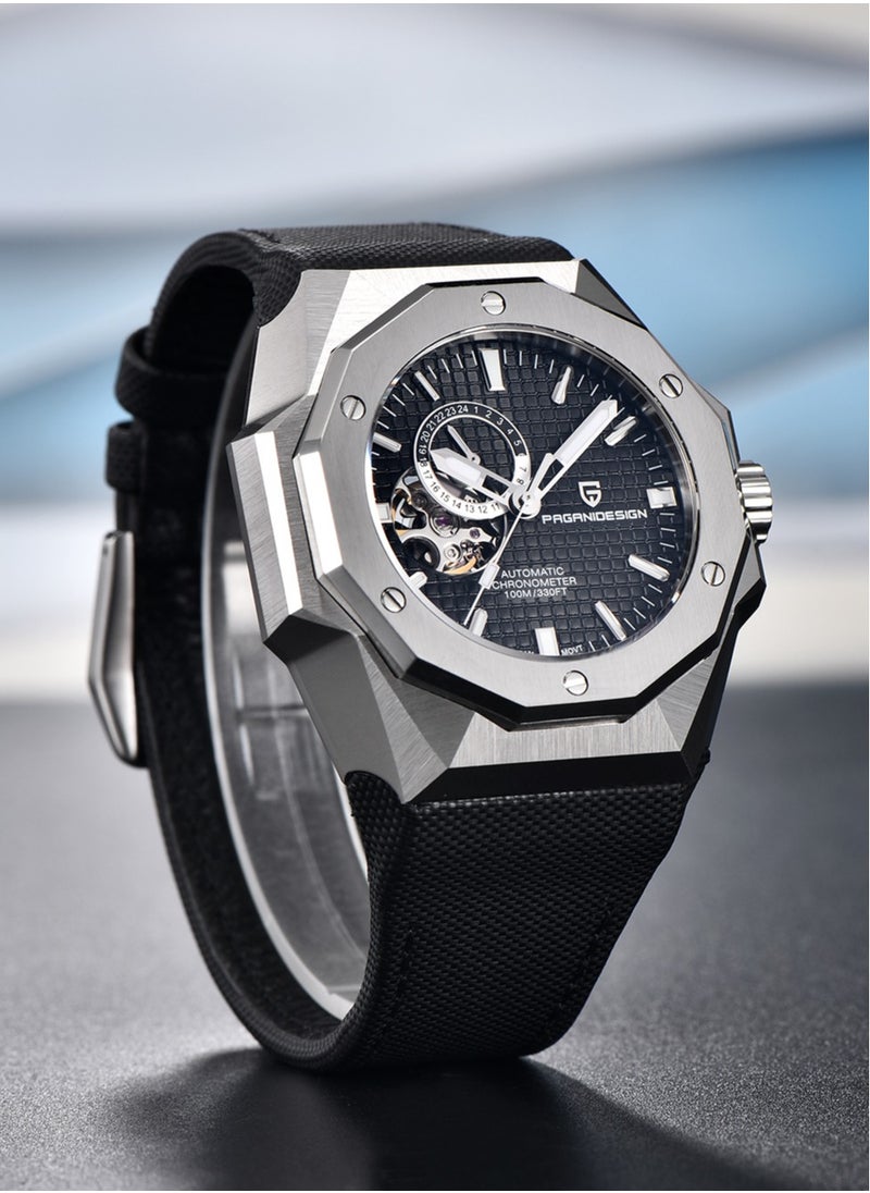 New Luxury Men's Mechanical Automatic Watches, Chronograph, Waterproof, Luminous Hands, Leather Strap, Imported Movement, Synthetic Sapphire Glass Dial, PD YS010