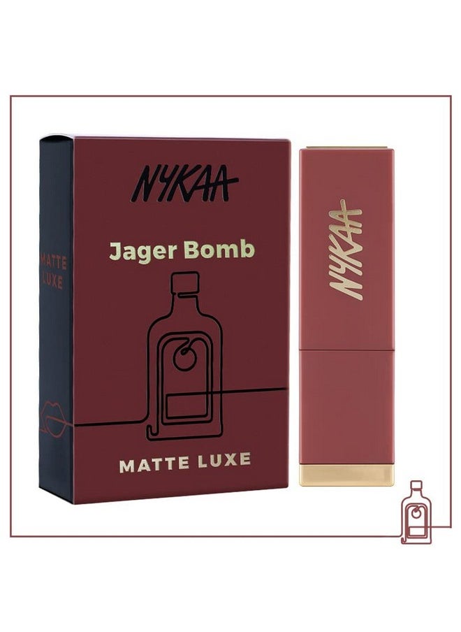 Nude Brown Matte Luxe Lipstick (Jager Bomb) For Velvel Matte Finish|High Pigmente Colour|Lightwear|Easy Application (4.8 Gm).