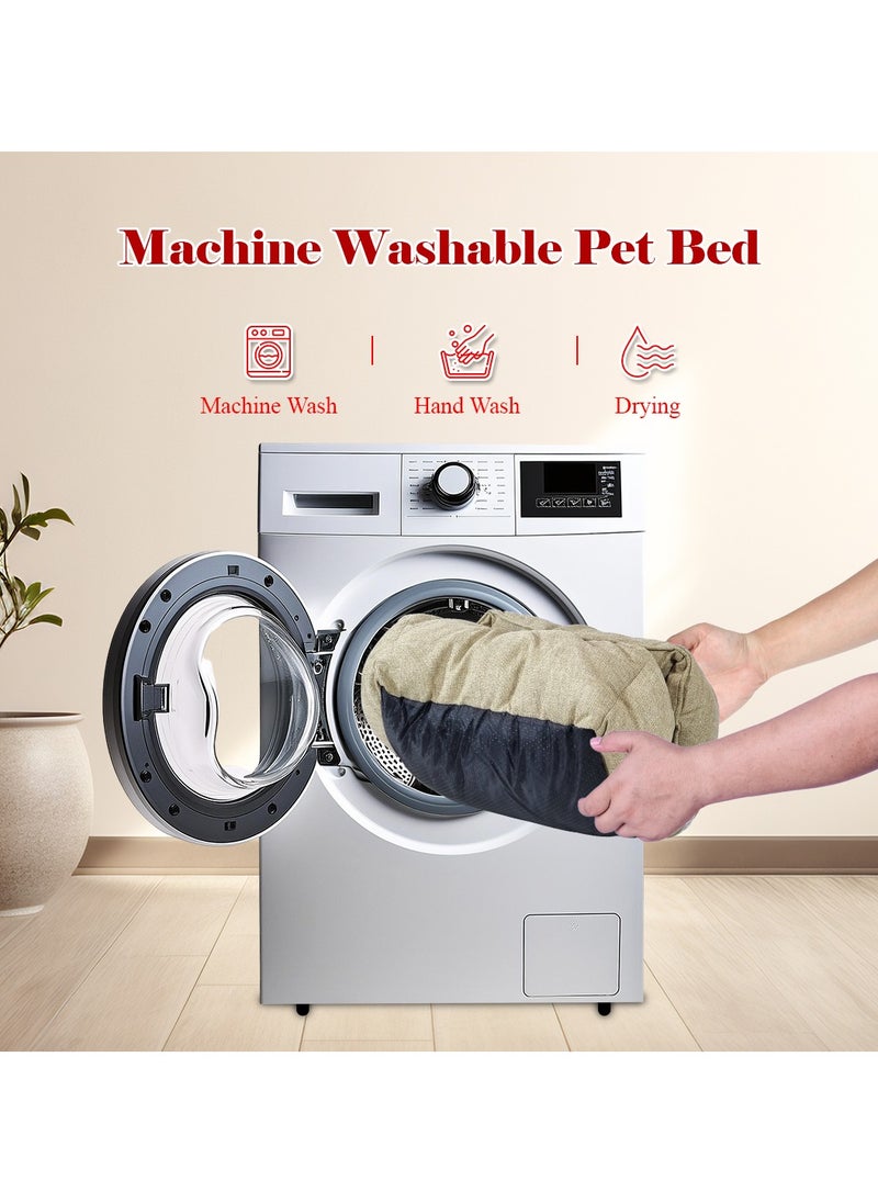 Plush pet bed with Anti-slip bottom, Removable cushion and Raised sides, Indoor pet cushion for Small to large pets, 63 cm Pet sofa with Portable & Washable (Beige)