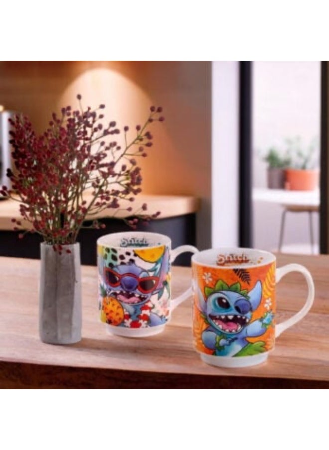 Stackable Mug Stitch Ml 350 Green color Material is Porcelain and safe Dishwasher, Microwave
