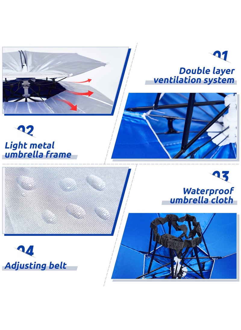 2 Pcs Umbrella Hats, Large Double Layer Umbrella Hat, 37 Inch Foldable Adjustable Umbrella Hat For Uv And Rain Protection, Suitable For Fishing/Golfing/Gardening/Camping/Hiking