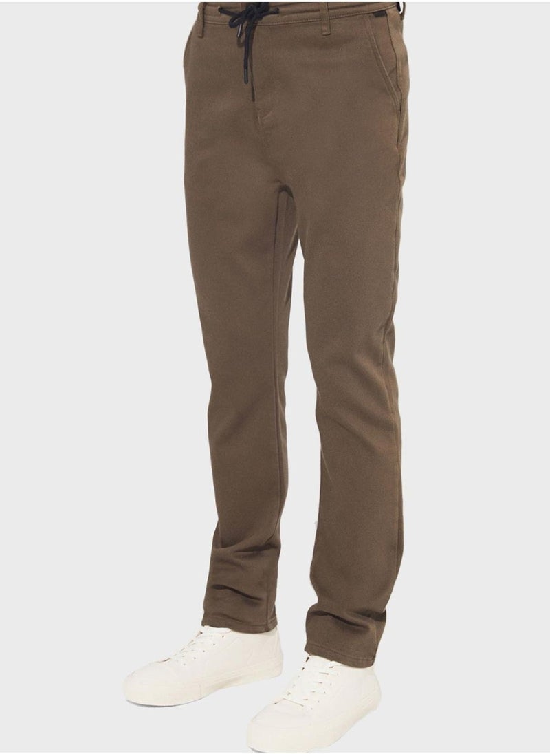 Textured Straight Fit Trousers
