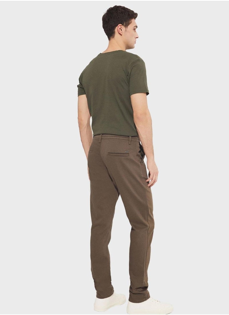 Textured Straight Fit Trousers