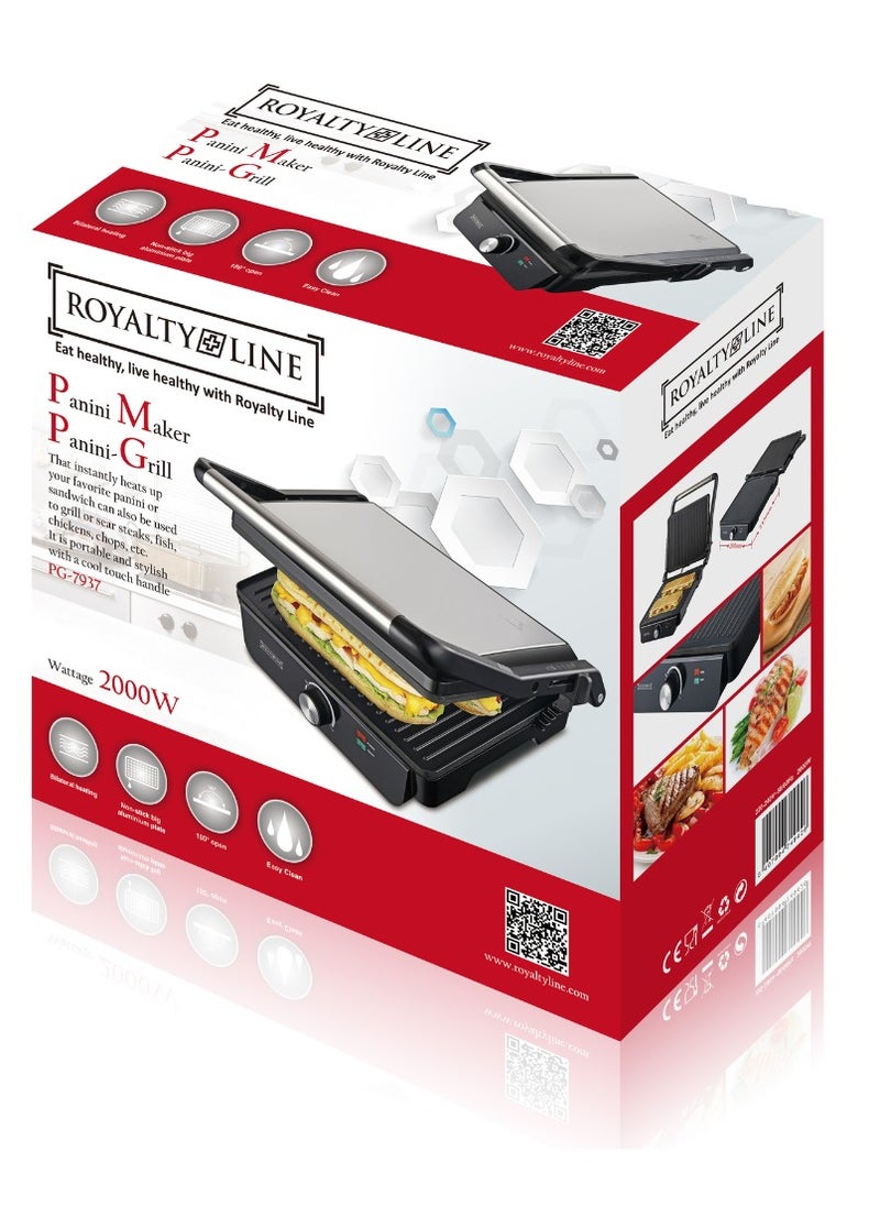 Panini Press and Grill, 2000W, Stainless Steel and Black