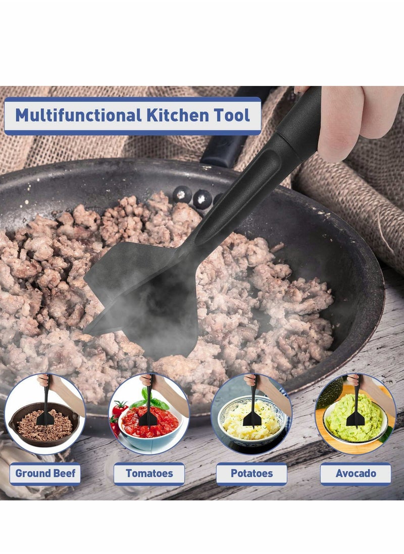 Meat Chopper, Hamburger Premium Heat Nylon Resistant Masher, Professional Ground Beef Smasher, Chopper for Beef, Turkey, Meat, Potato Masher Utensil, Black