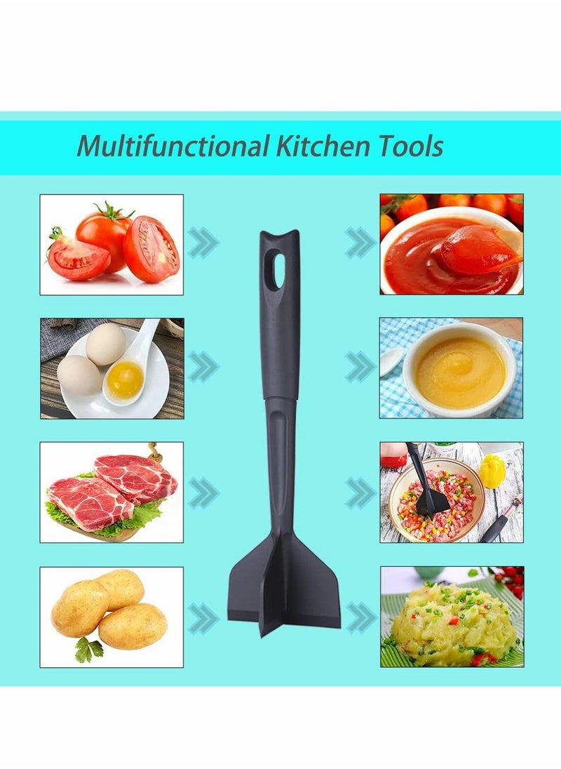 Meat Chopper, Hamburger Premium Heat Nylon Resistant Masher, Professional Ground Beef Smasher, Chopper for Beef, Turkey, Meat, Potato Masher Utensil, Black