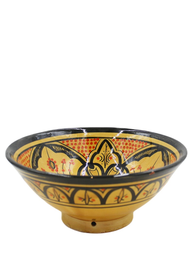 Moroccan Handmade Hand Painted Display Plate Carving Work 27 X 26 cm