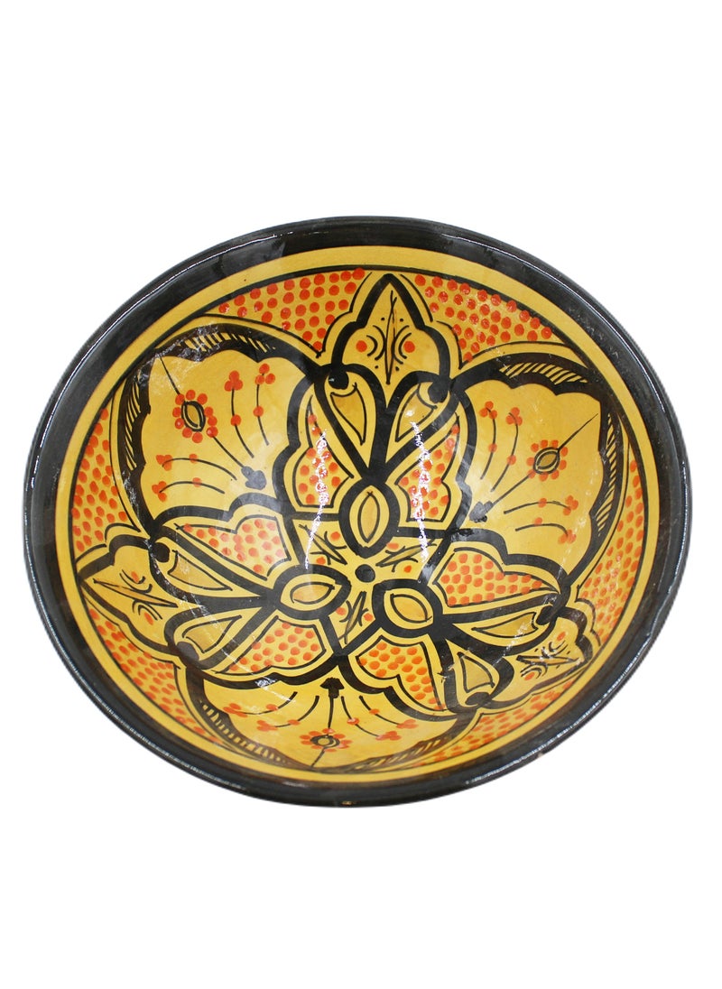 Moroccan Handmade Hand Painted Display Plate Carving Work 27 X 26 cm