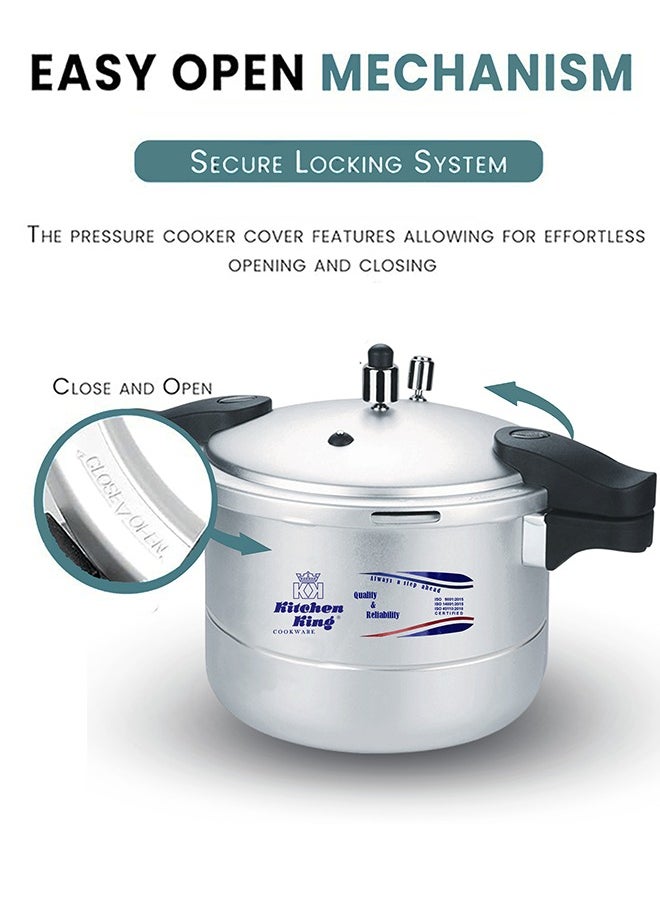 Kitchen King Blaze 11L Pressure Cooker & Steamer – Heavy Duty Aluminium, GRS Safety Valve, Ergonomic Heat-Resistant Handles, Gas & Electric Stove Compatible