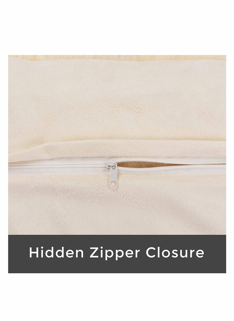 Set of 2 Decorative Faux Fur Throw Pillow Covers, for Sofa Couch Chair Bed Cafe