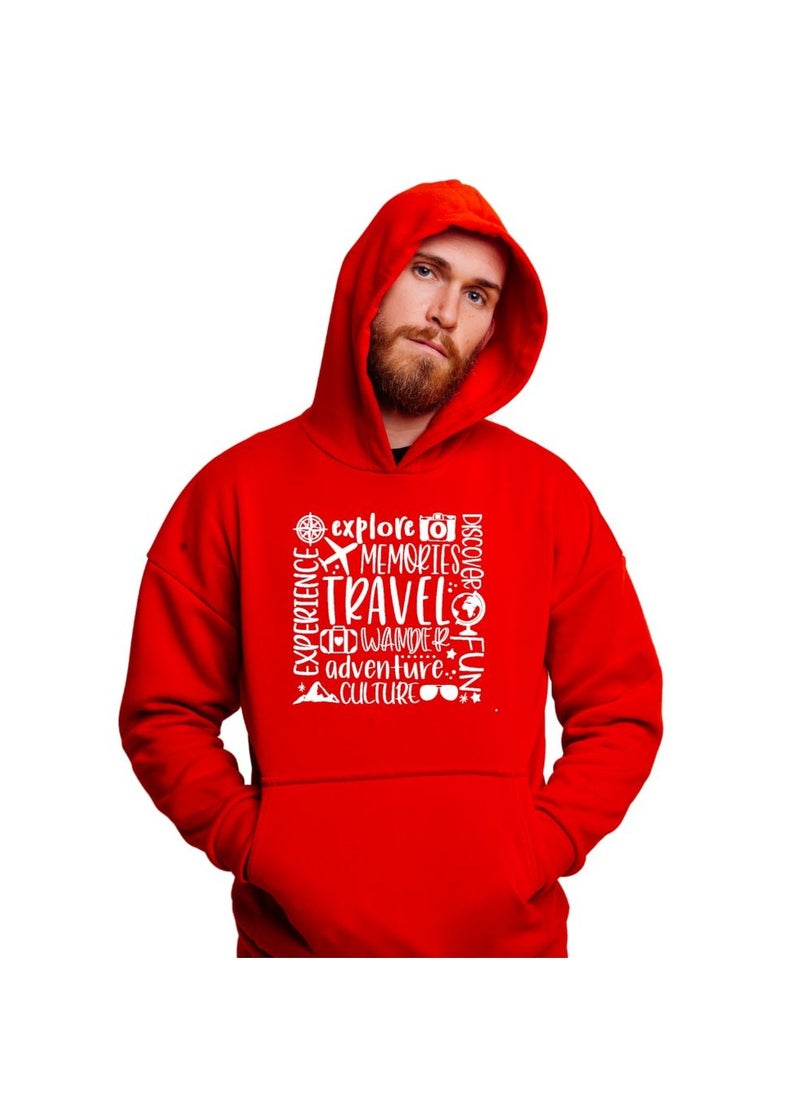 Traveller Hoodie For Men-Soft Cotton Pullover With Traveller Design-Long Sleeve With Drawstring And Pockets-Perfect For Travel,Hiking,Outdoor