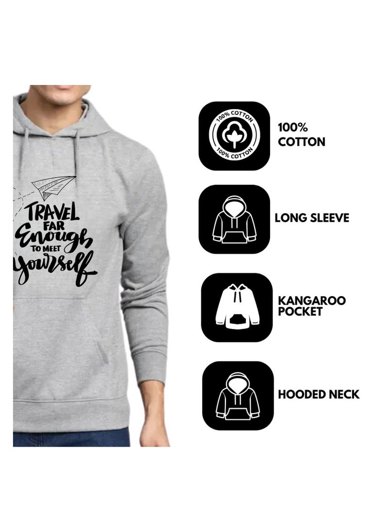 Traveller Hoodie For Men-Soft Cotton Pullover With Traveller Design-Long Sleeve With Drawstring And Pockets-Perfect For Travel,Hiking,Outdoor