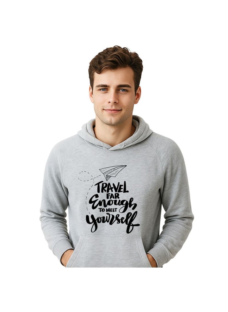 Traveller Hoodie For Men-Soft Cotton Pullover With Traveller Design-Long Sleeve With Drawstring And Pockets-Perfect For Travel,Hiking,Outdoor