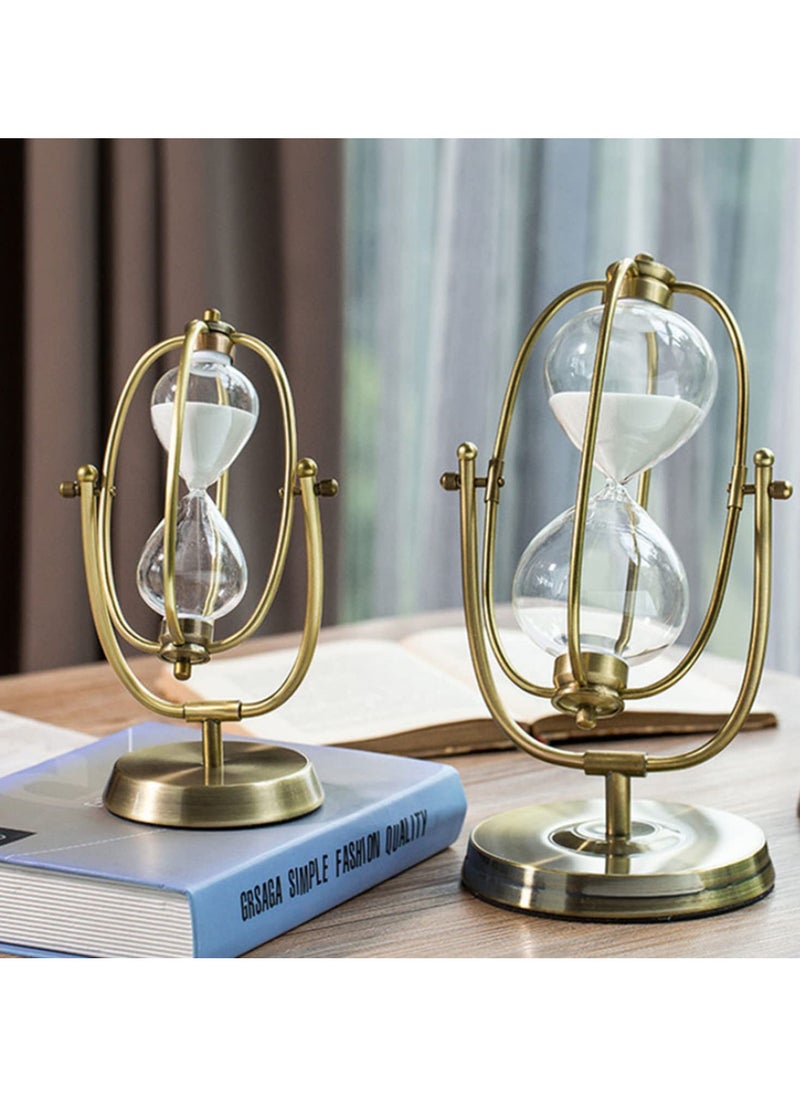360 degree Rotating Vintage Sand Timerm30 Minute Metal Hourglass with Classic European Design Flip Desk Decor for Office Home Leak-Proof Sandglass Gift for Family Friends
